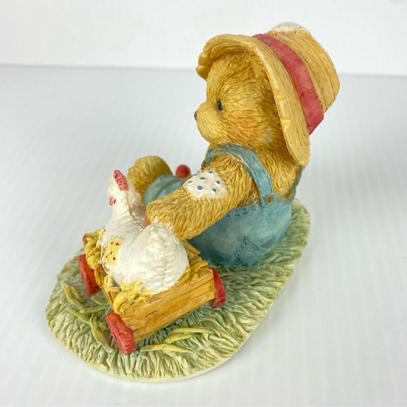 Cherished Teddies Henry Ceramic Decor 1993 # 916420 Farmer Country Chicken - Picture 3 of 5
